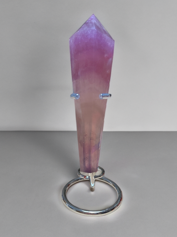 Natural Magenta Fluorite Scepter w Stand