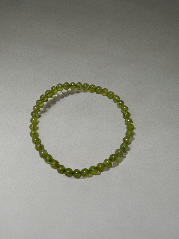 Natural Peridot 4mm 7.5” Crystal Stretch Bracelet