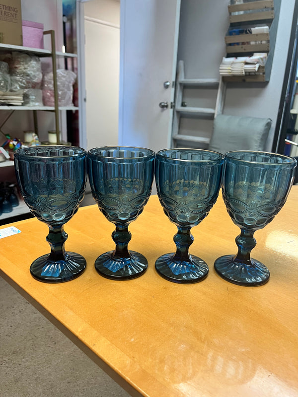 Glass Goblets Beveled Set of 6