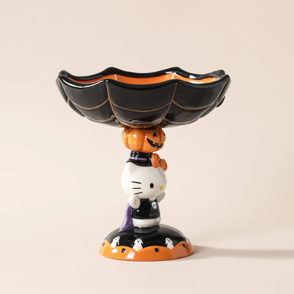 Halloween Hello Kitty Spider Web Pedestal Candy Bowl-Blue Sky Clayworks
