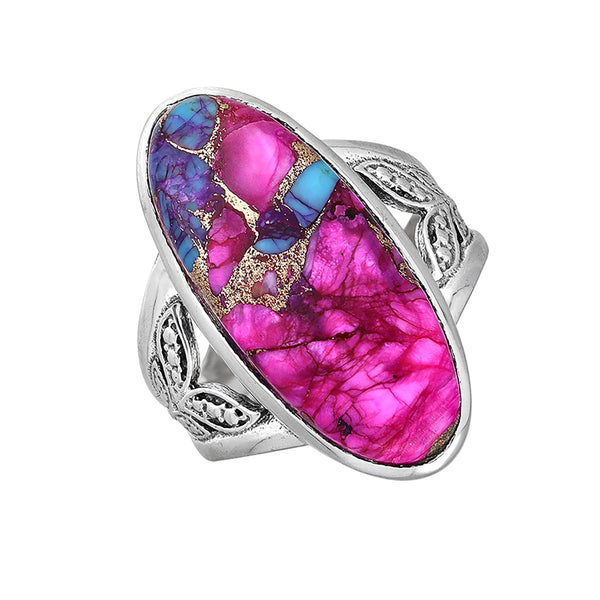 Tiramisu - 925 Silver Aurora Grove Pink Mohave Turquoise Ring