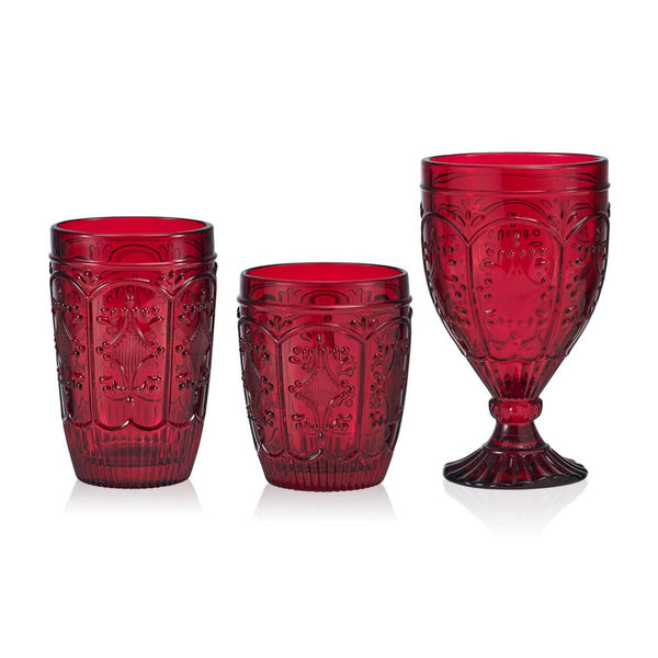 Fitz & Floyd Trestle Red 12OZ HiBall Glass