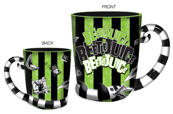 Beetlejuice Stripes and Names Ceramic 3D Sculpted Mug