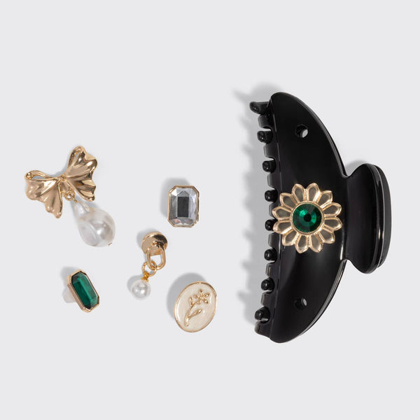 KITSCH - KitschPop™️ Curved Claw Clip 7pc Set Vintage - Black