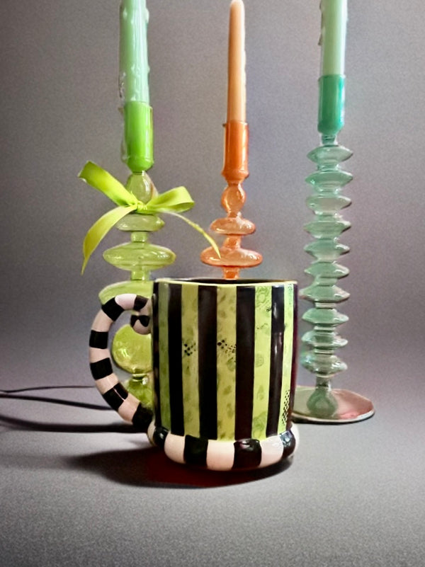 Beetlejuice Stripes and Names Ceramic 3D Sculpted Mug