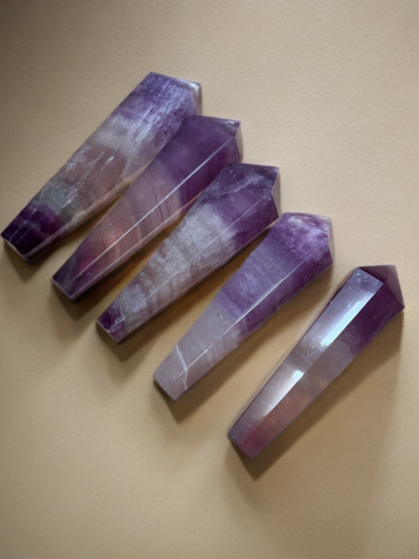 Natural Magenta Fluorite Scepter w Stand