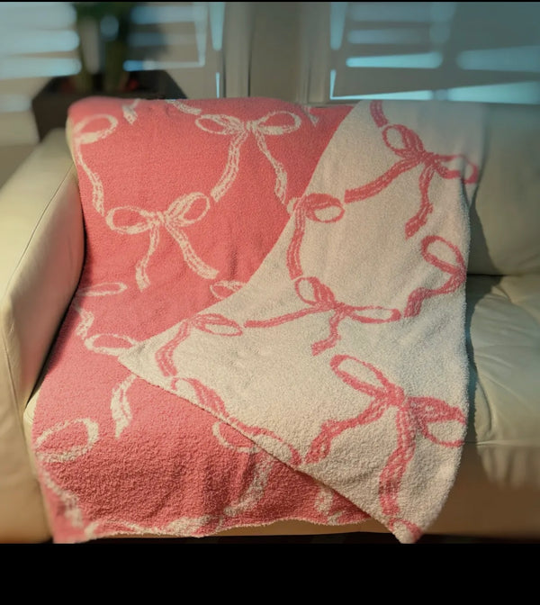 Throw Blankets-French Bow-Teddy Bear Fleece