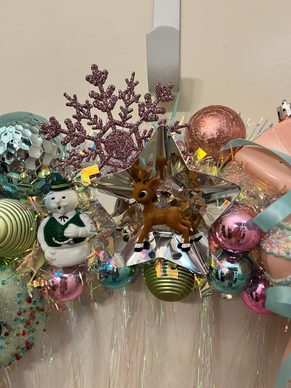 Handmade Wreath-Vintage Style Rudolph the Red Nosed Reindeer