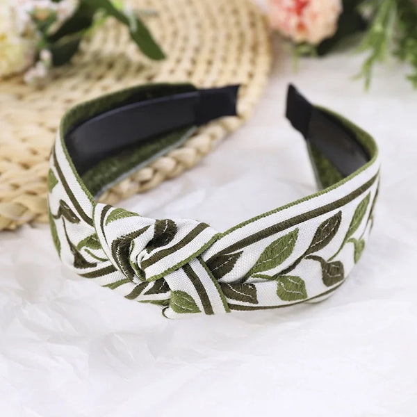 Headband-Top Knot Embroidered Boho