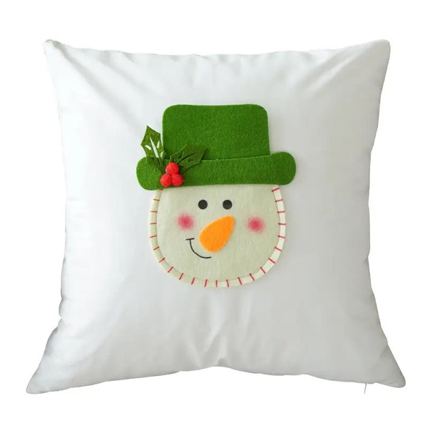 Santa and Snowman, Velvet Pillow Cover