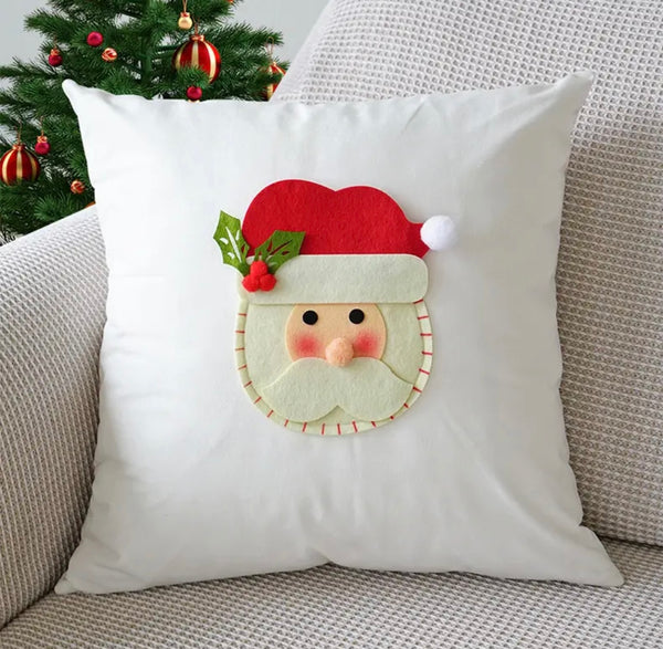 Santa and Snowman, Velvet Pillow Cover