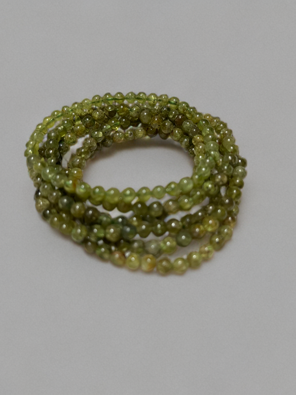 Natural Peridot 4mm 7.5” Crystal Stretch Bracelet