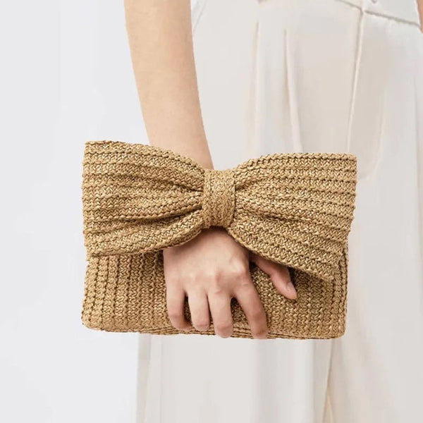 Bow Straw Blend Hand Bag