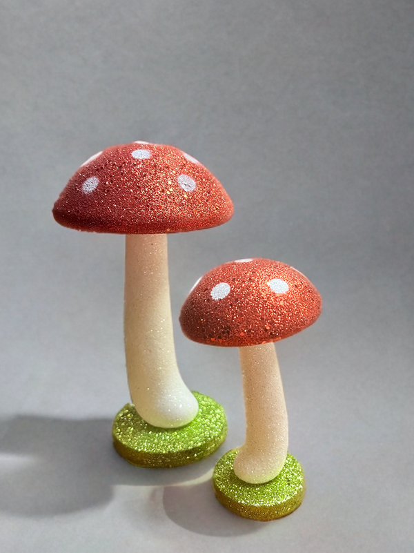 Glitter Mushroom Figurine Set