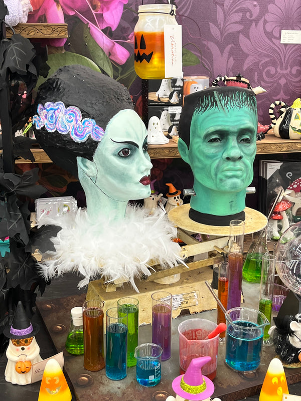 Frankenstein Monster Couple Paper Mache Halloween 2025