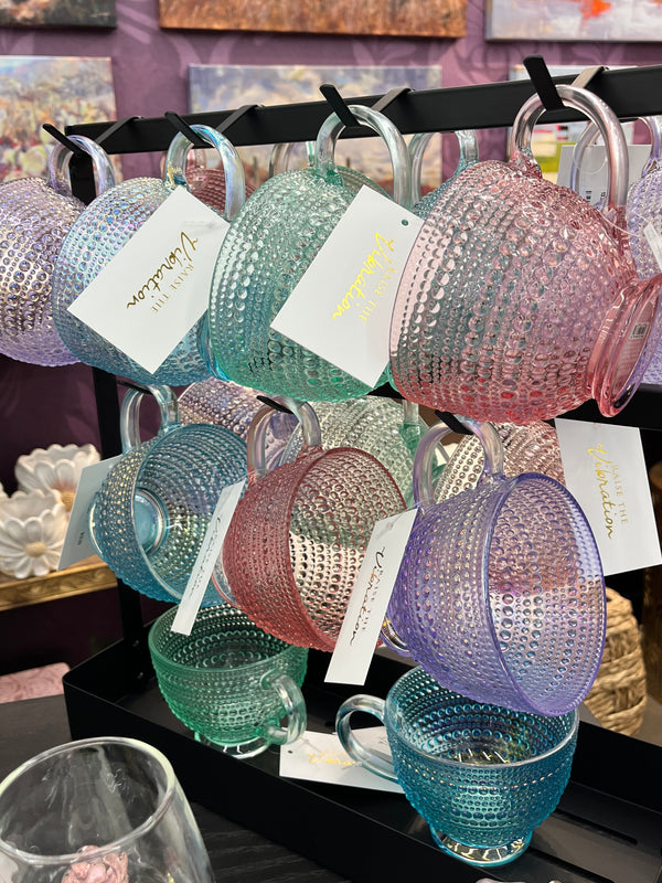 Dotted Hobnail Glass Mug-13.5 oz