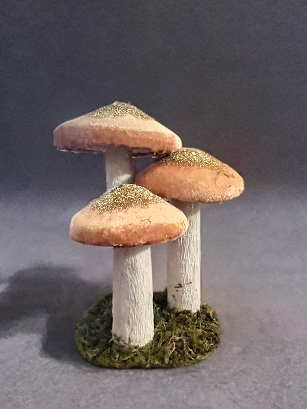 Mushroom Trio Sitter-Velvet Pink and Gold