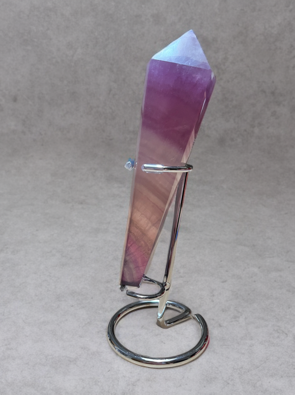 Natural Magenta Fluorite Scepter w Stand