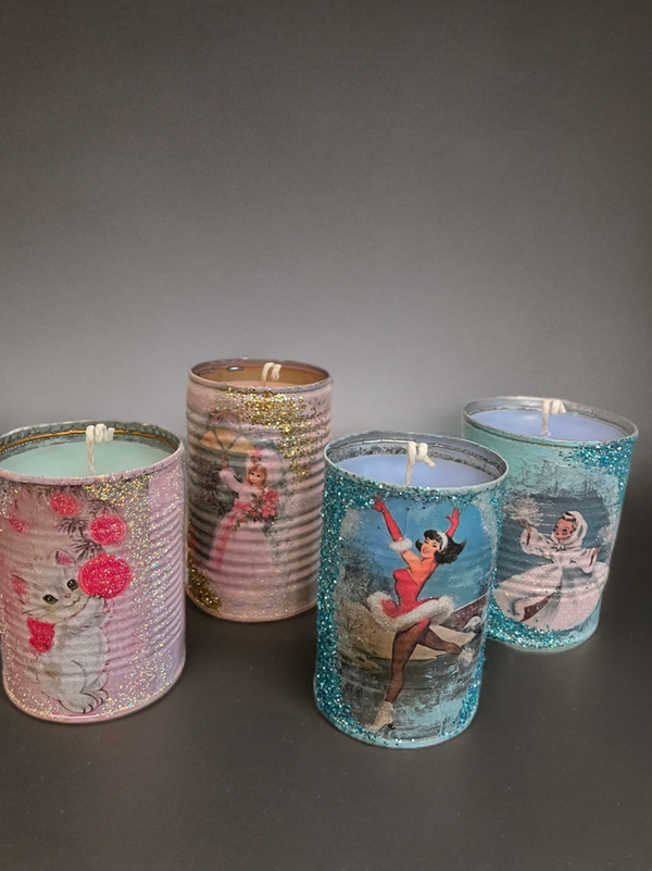 Handmade Vintage Style Holiday Art-Scented Candles