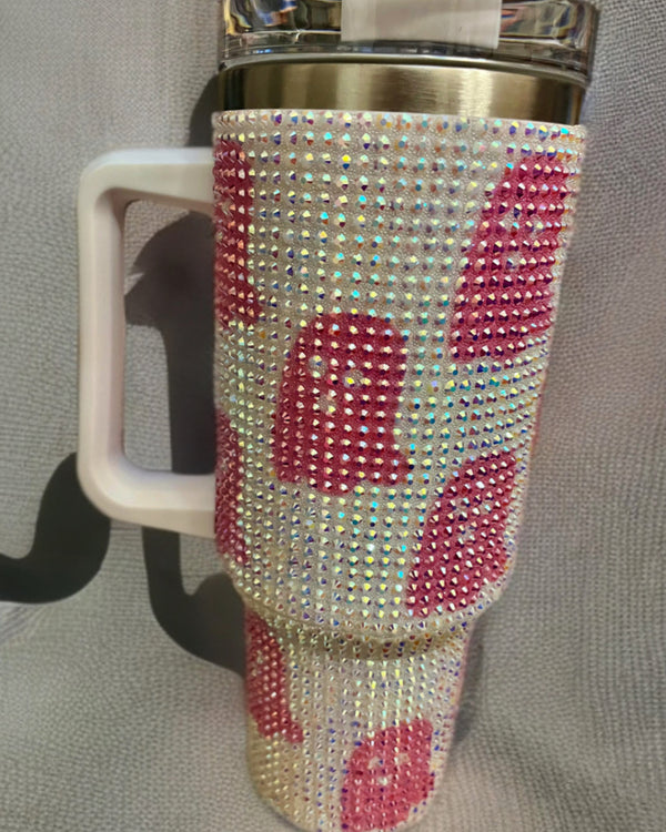 40oz Pink Ghost Bling Tumbler