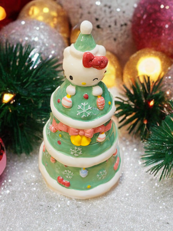 Hello Kitty Holiday Tree Cookie Jar-Blue Sky Clayworks