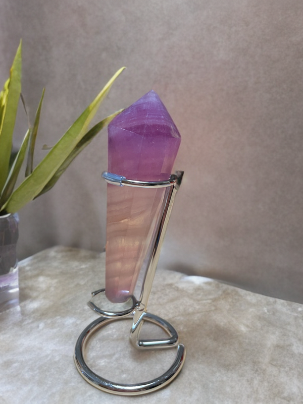 Natural Magenta Fluorite Scepter w Stand