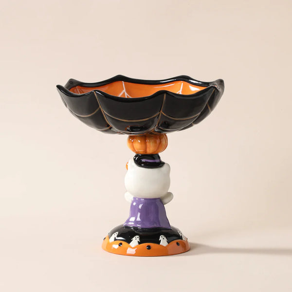 Halloween Hello Kitty Spider Web Pedestal Candy Bowl-Blue Sky Clayworks