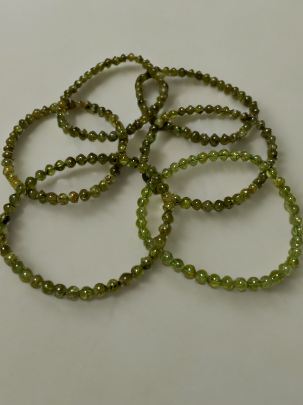 Natural Peridot 4mm 7.5” Crystal Stretch Bracelet
