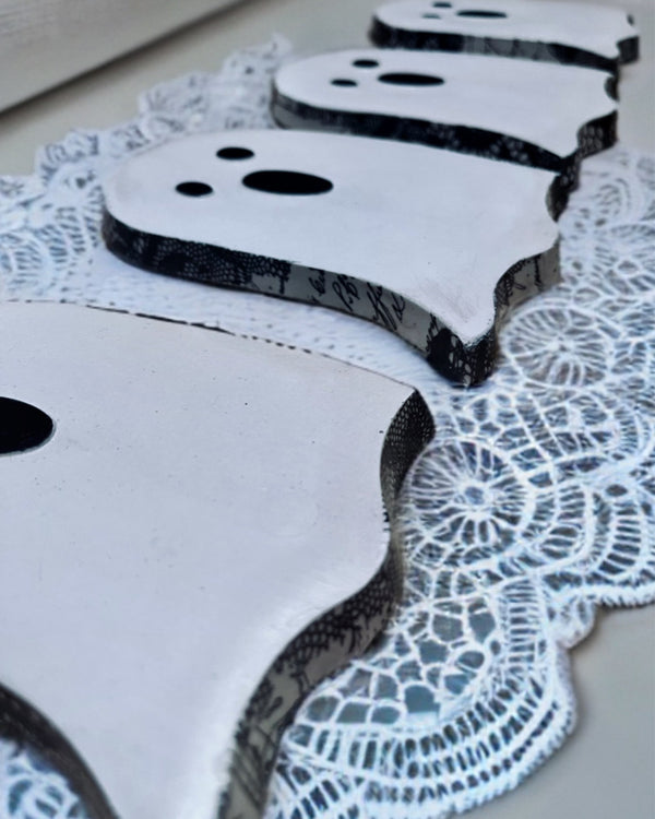 Handmade Cement Ghost Coasters-Set of 4