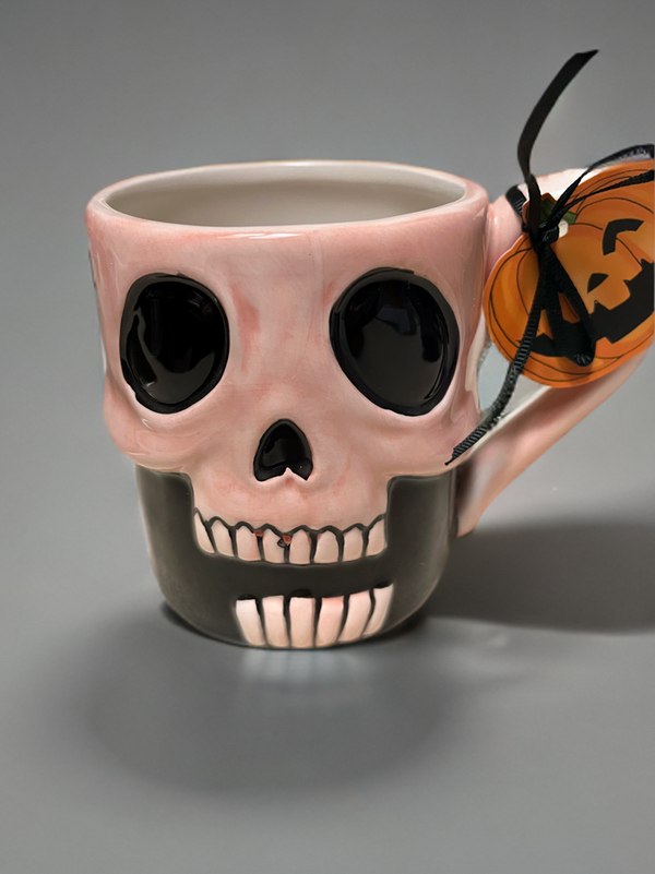 PINK SKULL FIG MUG-Blue Sky Clayworks