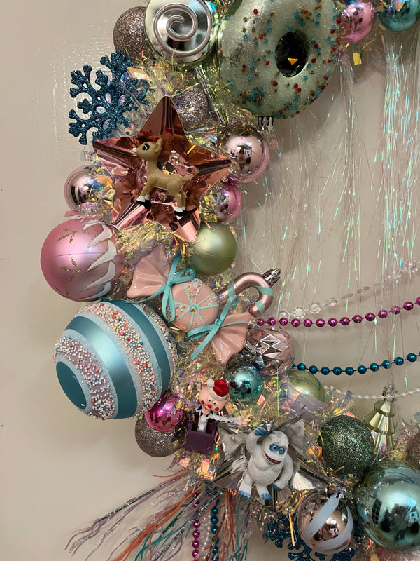 Handmade Wreath-Vintage Style Rudolph the Red Nosed Reindeer