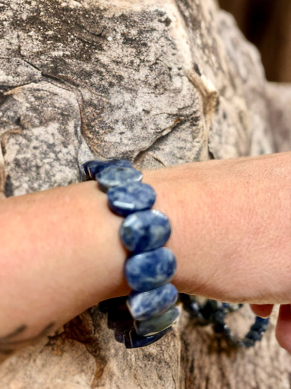 Natural Sodalite Faceted Stretch Bracelet