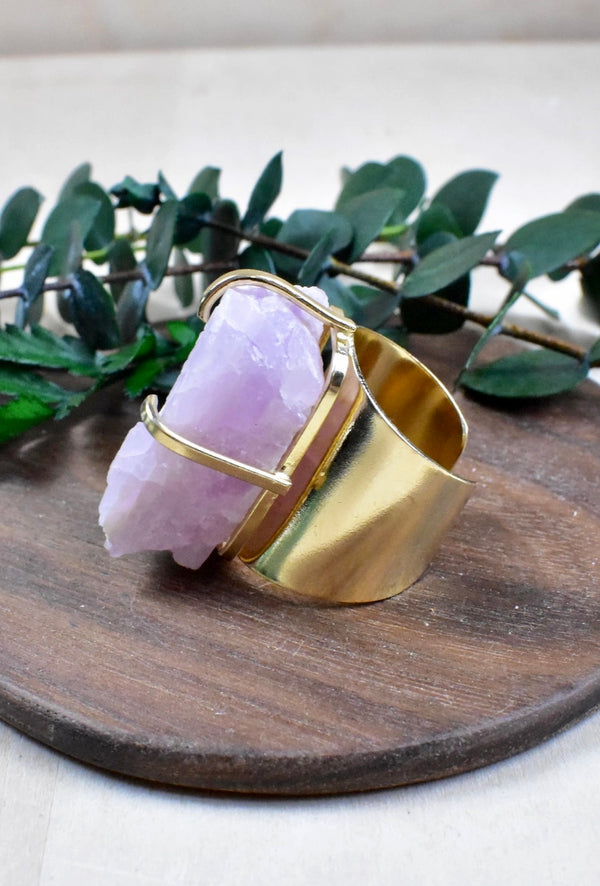 Crystal - Pink Kunzite Cuff Ring