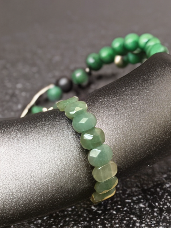 Natural Aventurine Faceted Stretch Bracelet 15mm