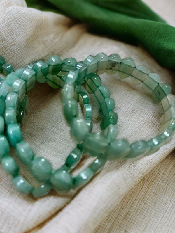 Natural Aventurine Faceted Stretch Bracelet 15mm