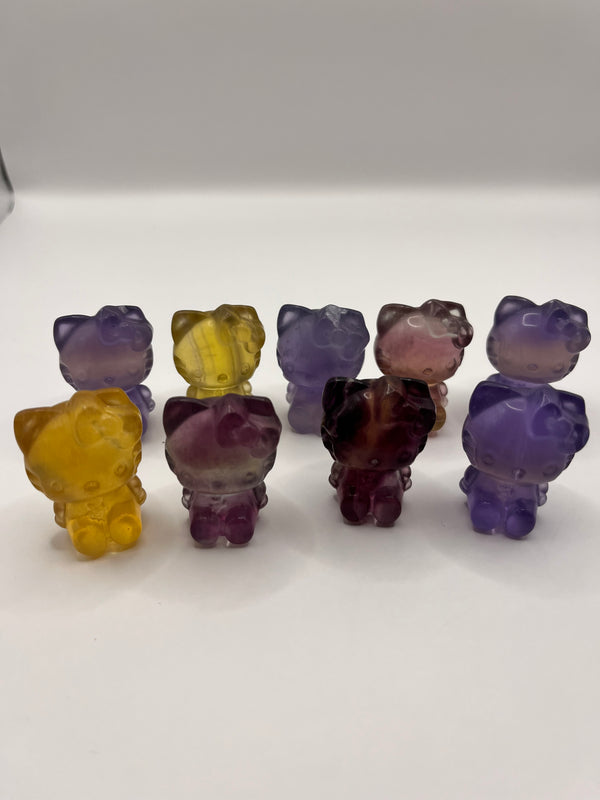 Natural Candy Fluorite Crystal-Hello Kitty-Healing Energy