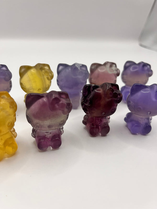 Natural Candy Fluorite Crystal-Hello Kitty-Healing Energy