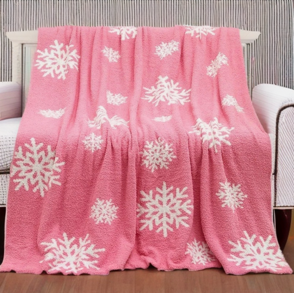 Pink Reversible Snowflake Blanket