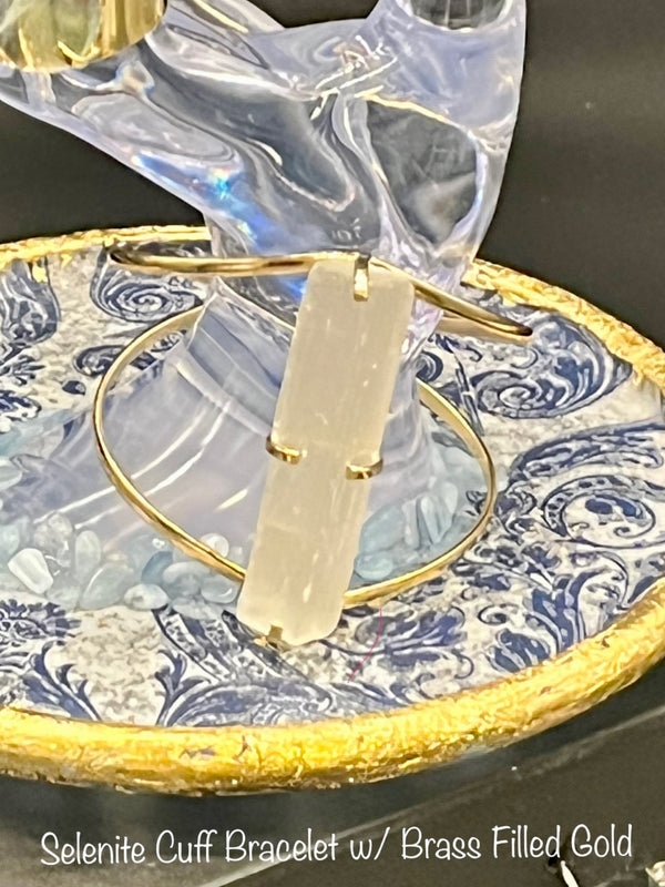 Bracelet - Gold Selenite Arc Cuff