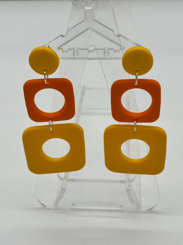 70s square and circle dangle