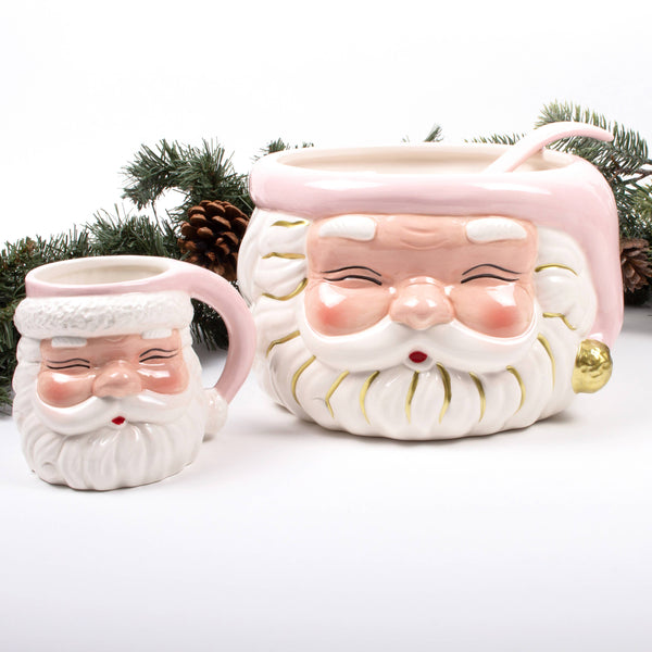Pink Santa Punch Bowl with Ladle
