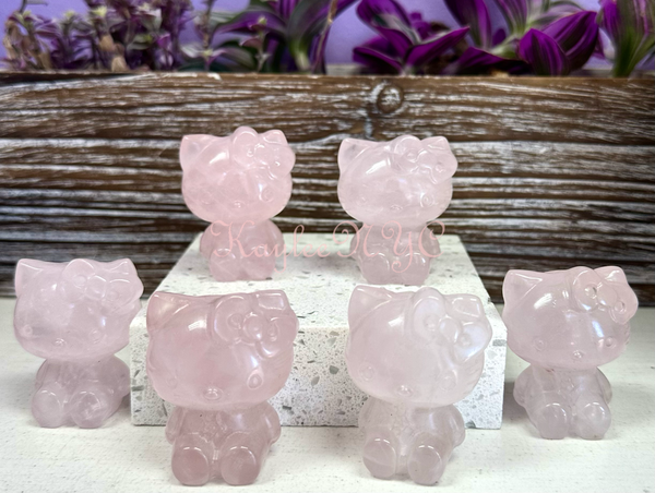 Hello Kitty-Natural Rose Quartz Crystal