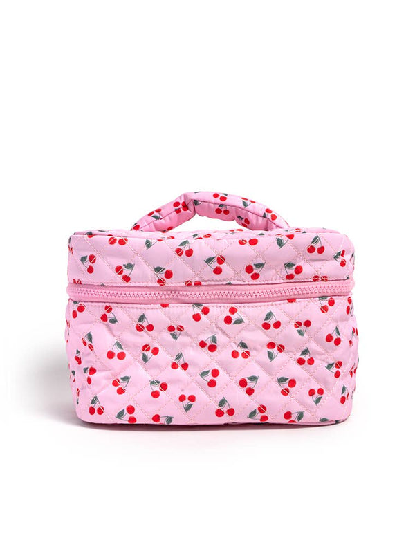 Living Royal - Cosmetic Travel Case / Makeup Bag - Red Cherries - Pink