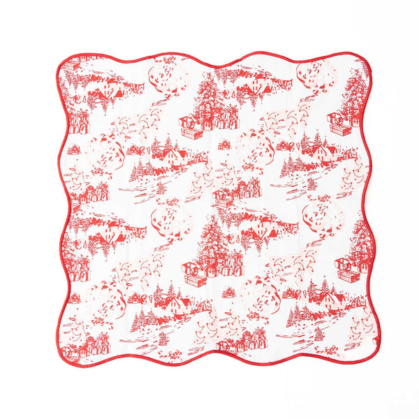8 Oak Lane - Santa Toile Scalloped Dinner Napkin