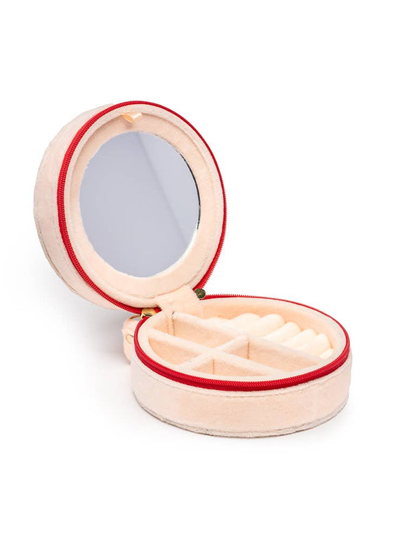 Living Royal - Velvet Jewelry Zip Case / Travel Organizer - Cherries -Cream