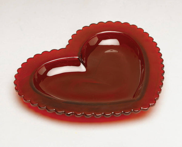 Heart Candy Dish, in Red or Pink Glass