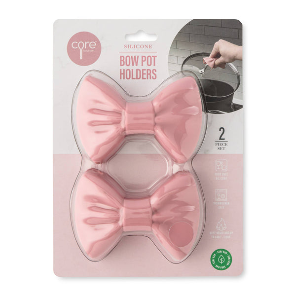 Bow Pot Holders 2pk - Vintage Pink
