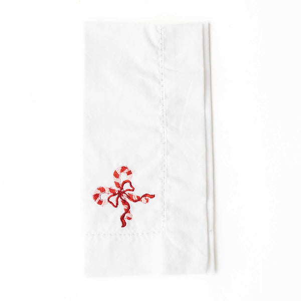 8 Oak Lane - Candy Cane Embroidered Dinner Napkin