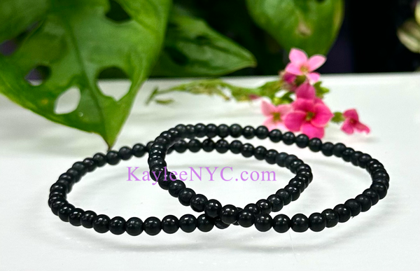 Natural Shungite 4mm 7.5” Stretch Bracelet