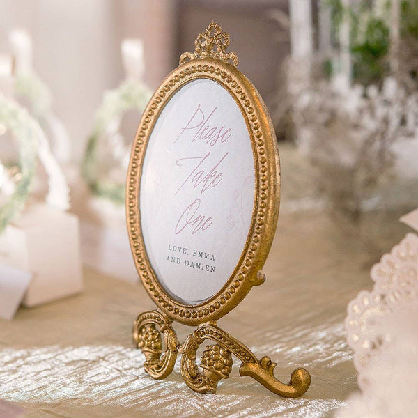 Weddingstar Inc. - Small Oval Baroque Frame - Gold